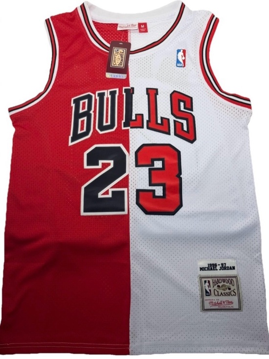 Mitchell & Ness Other - Mitchell & Ness Chicago Bulls Red White Split Michael Jordan #23 Jersey